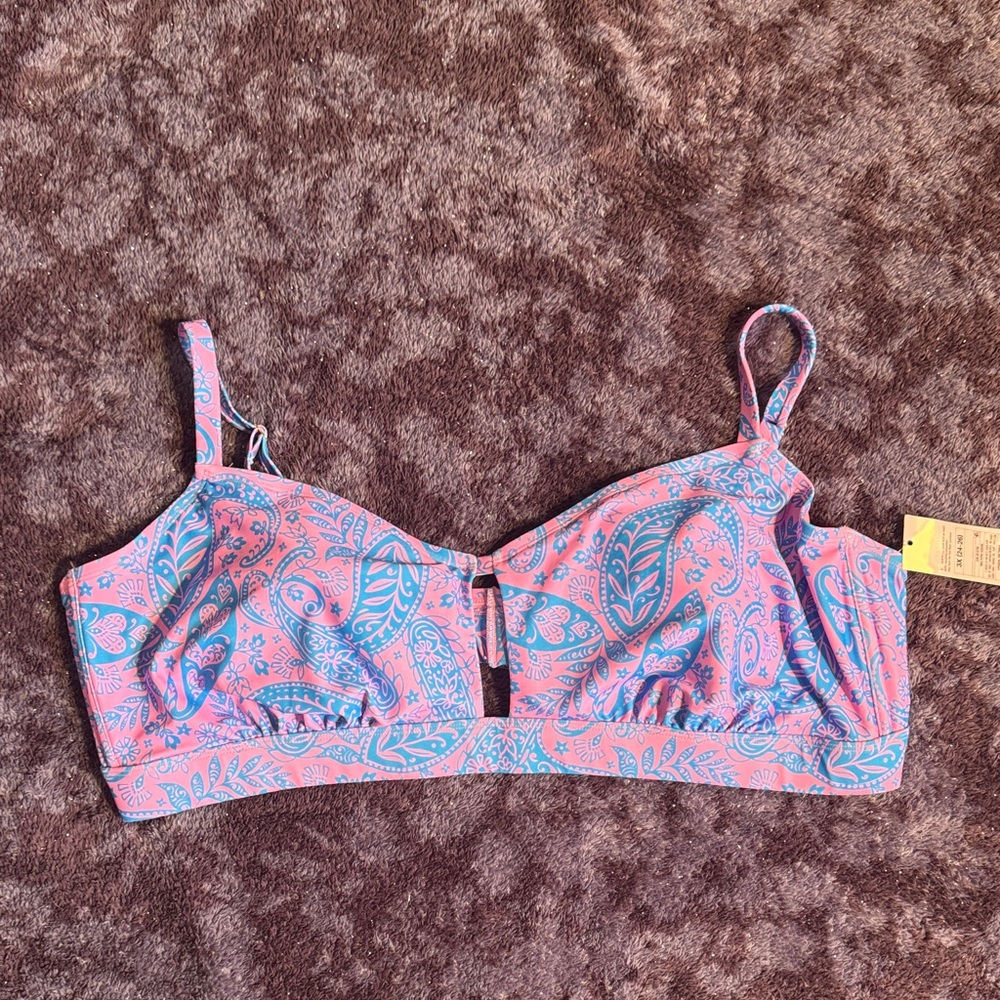 2/$10 3X Wild Fable Pink Bikini Top Paisley Pink & Blue